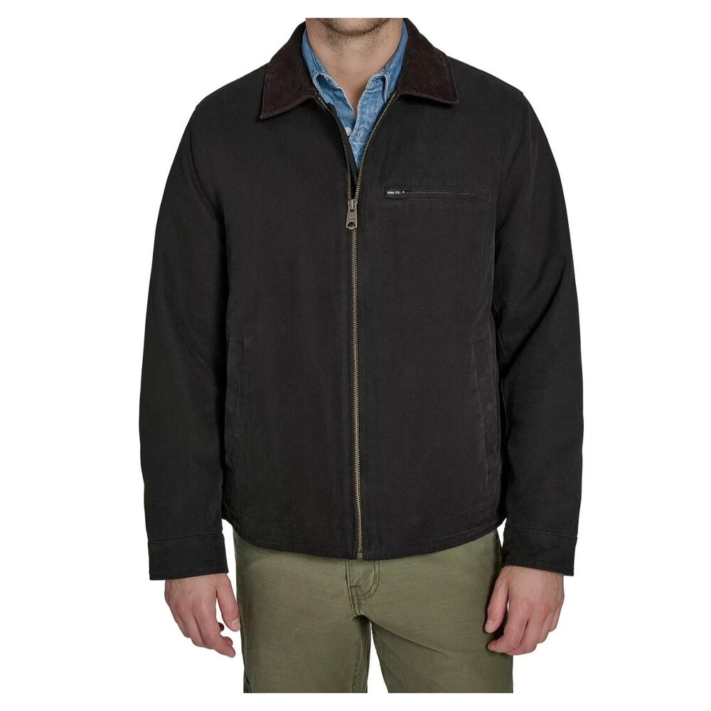 LEVI'S Chore Jacket Mens Small Black Canvas Zip Up Corduroy Collar DEPOT $195